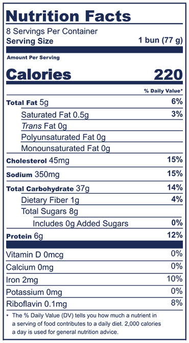 Challah Bun Nutrition Facts