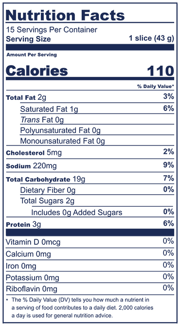Pain de Mie Nutrition Facts